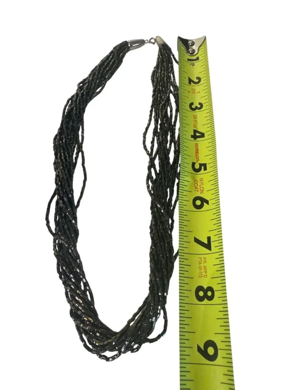 Black Multi-Strand Seed Bead Necklace Chunky Statement Iridescent Whimsigoth